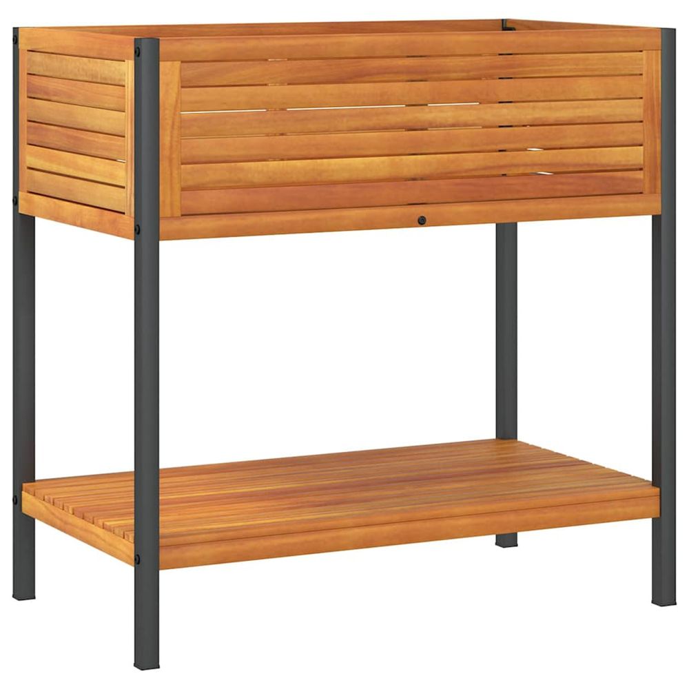 Jardinière d'extérieur et étagère 80x45x80 cm bois massif d'acacia et acier