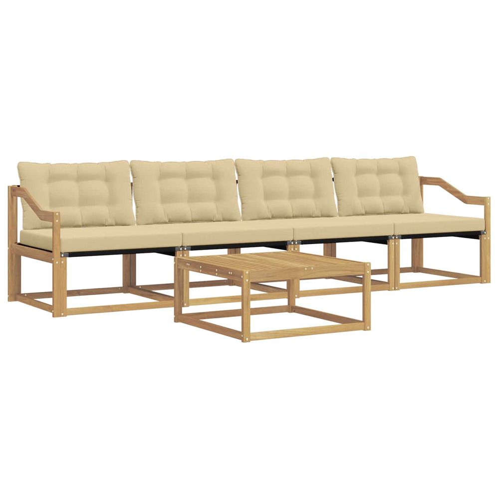 Ensemble de canapés d'extérieur 5 pc blanc et beige