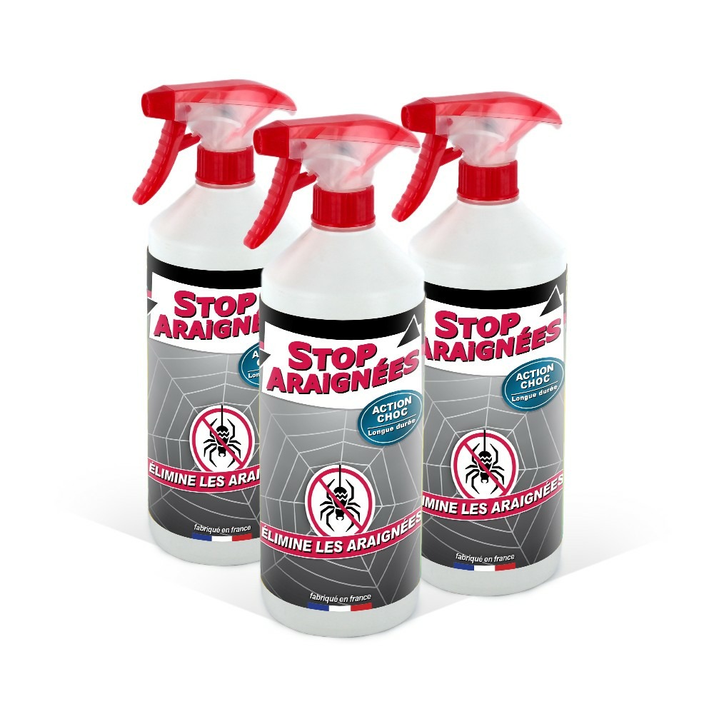 Stop araignées lot de 3 x 1l - pulvérisateurs anti araignée protection longue durée - fabriqué en france