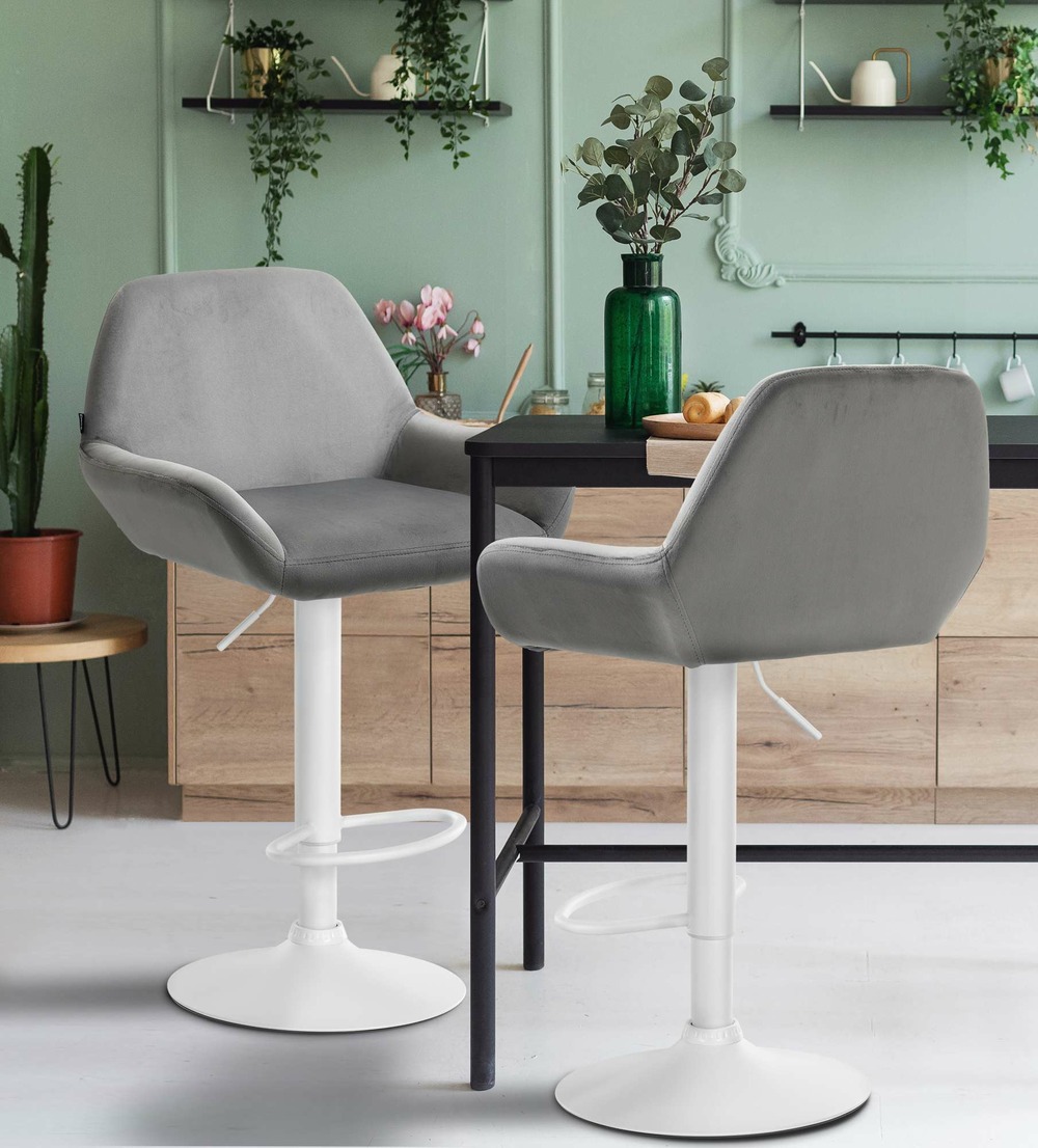 Tabouret de bar braga velours blanc