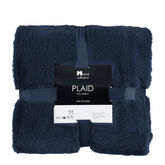 In the mood collection bronte plaid polaire - l200 x l150 cm - bleu foncé