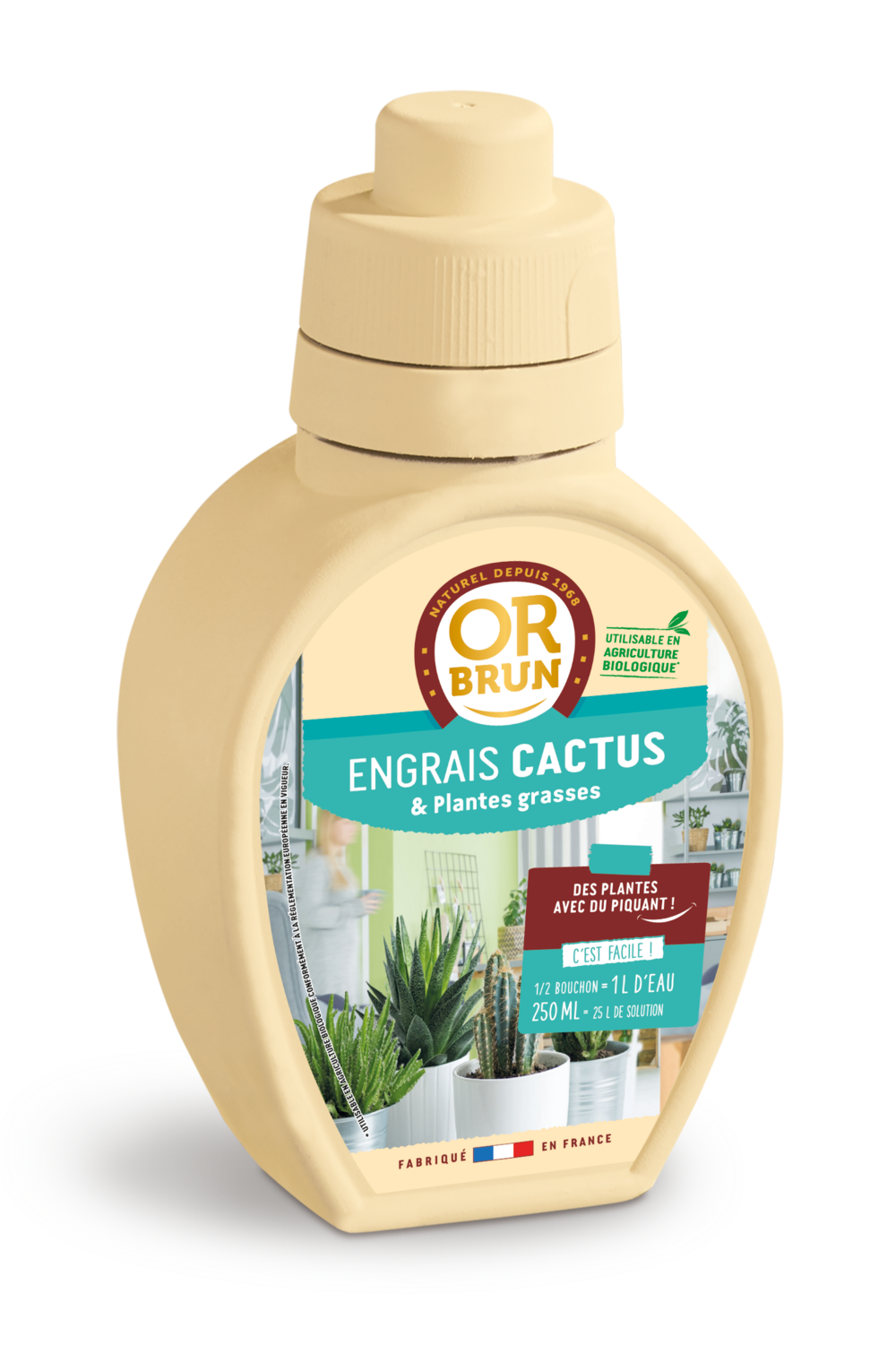 Or brun engrais cactus & plantes grasses - 250ml - enrichit les plantes - fabriqué en france obreclcactus250