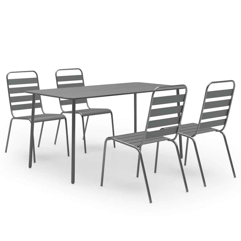 Ensemble à manger de jardin 5 pcs acier gris foncé