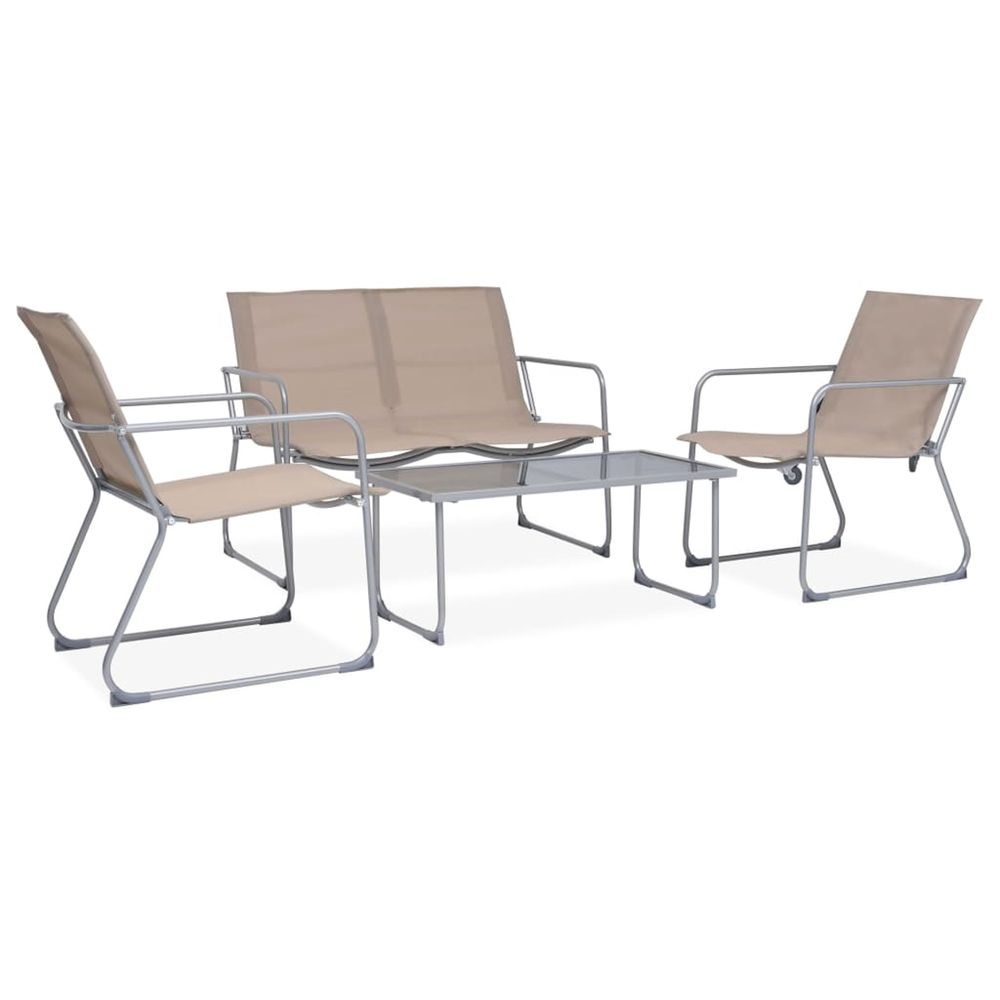 Salon de jardin 4 pcs tissu et acier taupe