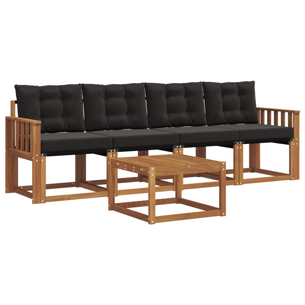 Ensemble de canapés d'extérieur 5 pcs naturel et noir