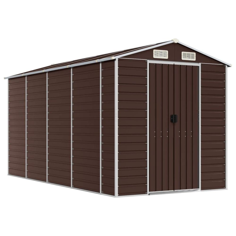 Abri de jardin marron 191 x 385 x 198 cm en acier galvanisé