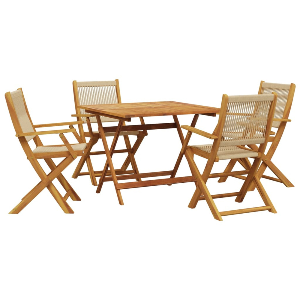 Ensemble à manger de jardin 5pcs beige polypropylène et bois