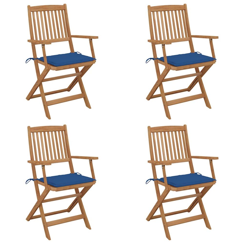 Chaises pliantes 4 pièces avec coussins en bois d'acacia massif
