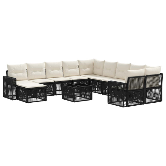 Ensemble de canapé de jardin 12 pcs noir et blanc crème