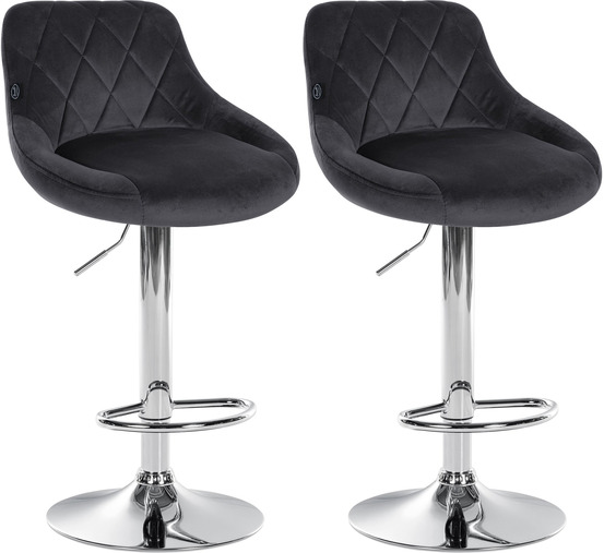 Lot de 2 tabourets de bar lazio velours chrome