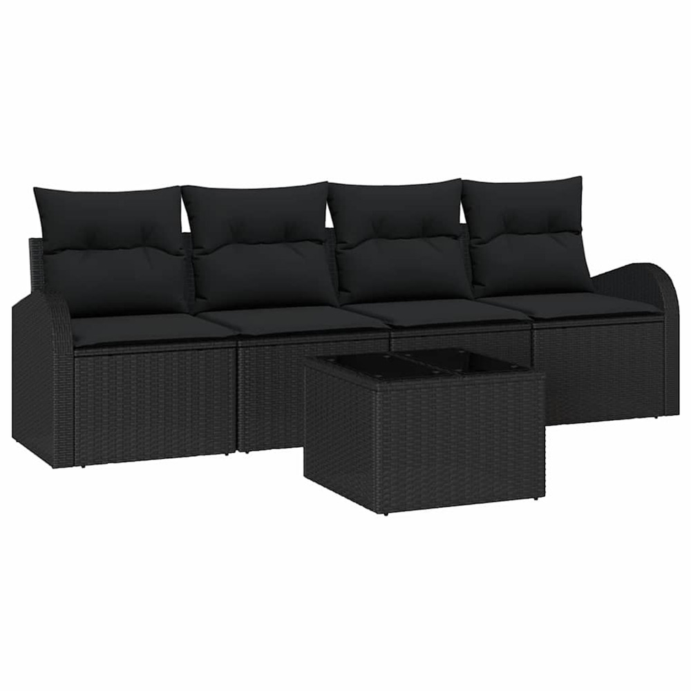 Ensemble de canapé de jardin avec coussin 5 pcs noir