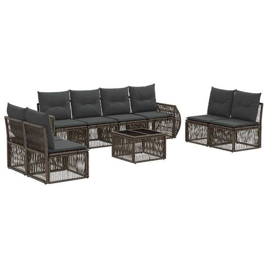 Ensemble de canapé de jardin 9 pc gris et gris foncé polyrotin