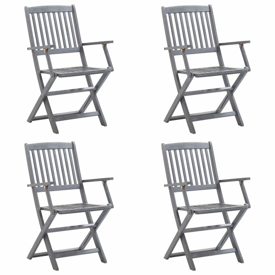 Chaises pliables d'extérieur lot de 4 et coussins bois d'acacia