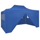 Tente pliable avec 4 parois latérales 3 x 4,5 m bleu