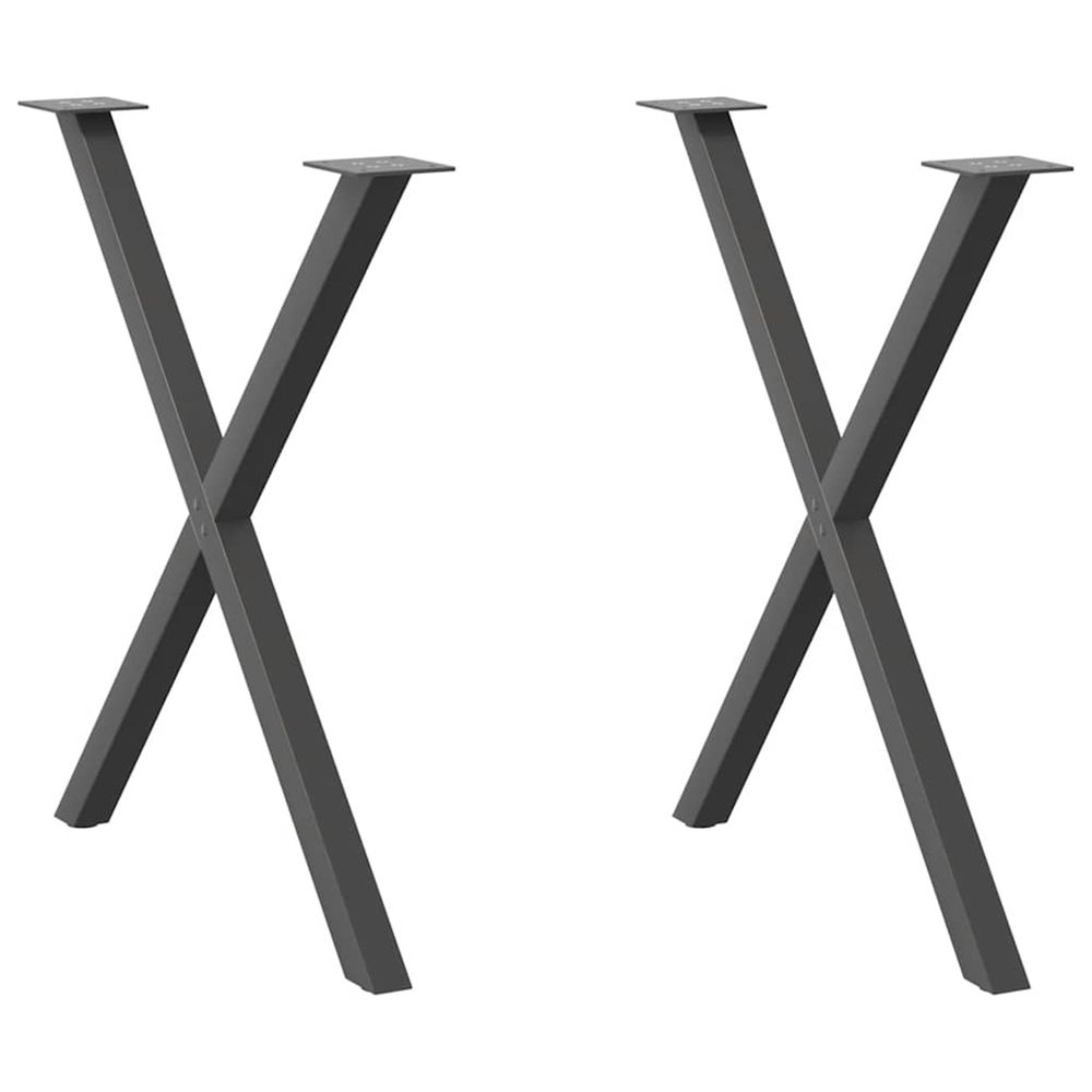 Pieds de table à manger en forme de x, 2 pièces, anthracite, 80 x (72-73) cm, acier