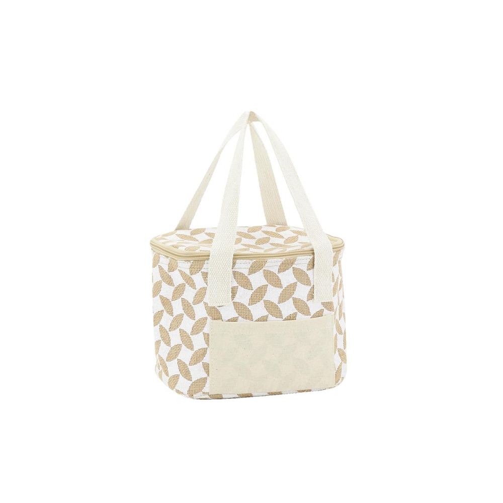 Sac lunch isotherme en jute feuille 20x15x15