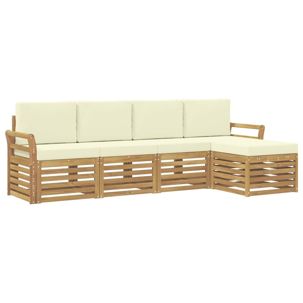 Ensemble de canapés d'extérieur 5 pc blanc et crème polyester