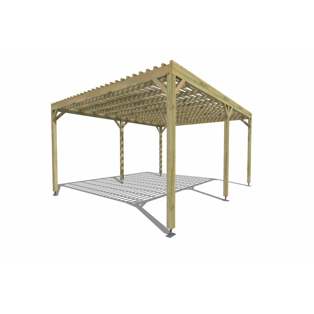 Pergola bois • 5m x 4m • indépendante • sens profondeur • lattage bois • livraison comprise