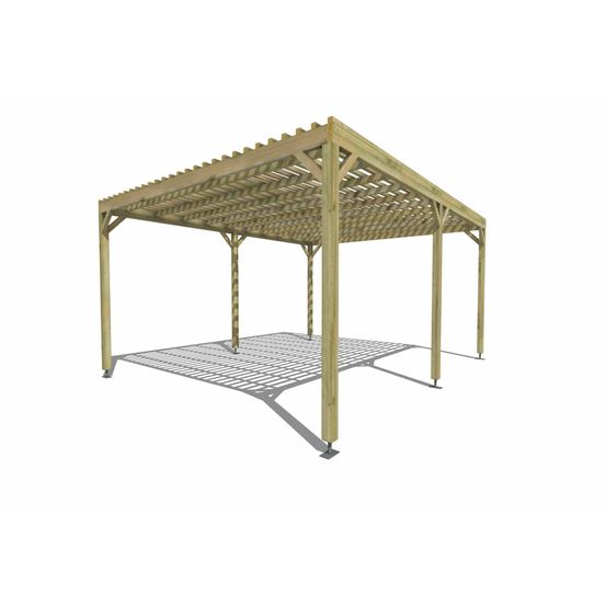 Pergola bois • 5m x 4m • indépendante • sens profondeur • lattage bois • livraison comprise