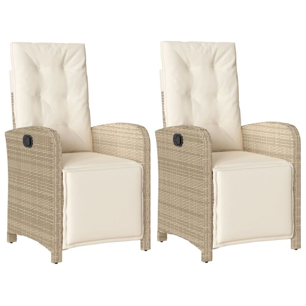 Chaises inclinables de jardin lot de 2 avec repose-pied rotin