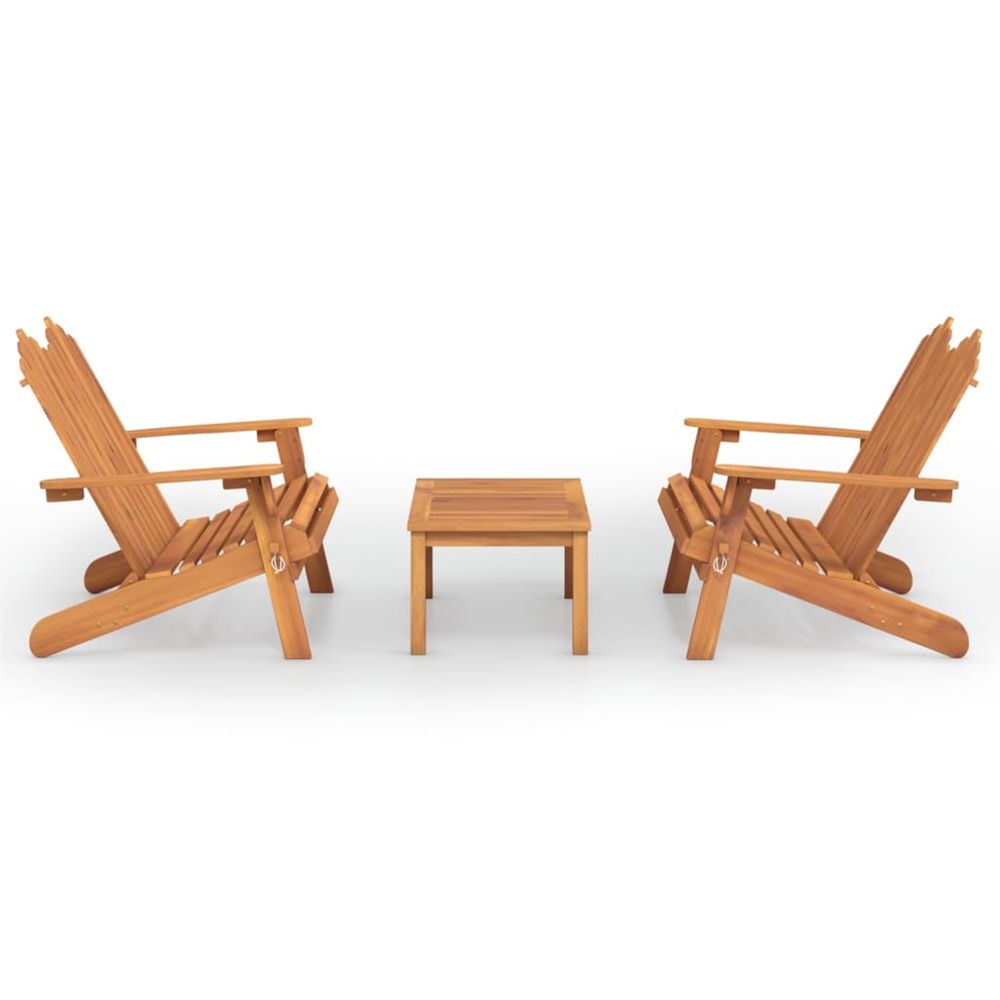 Ensemble de salon de jardin adirondack 3 pcs bois acacia solide