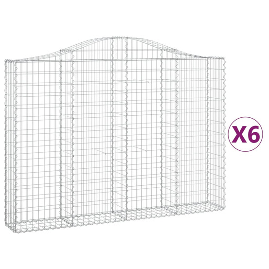 Paniers à gabions arqués 6 pcs 200x30x140/160 cm fer galvanisé