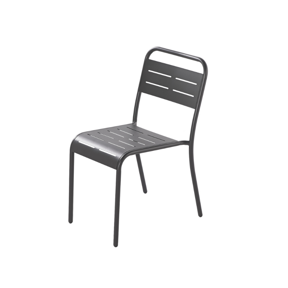 Lot de 6 chaises en acier gris foncé bergame