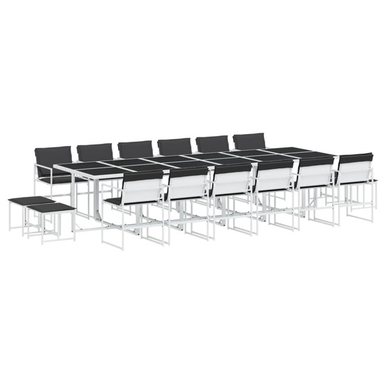 Ensemble à manger de jardin avec coussins 17pcs blanc textilène