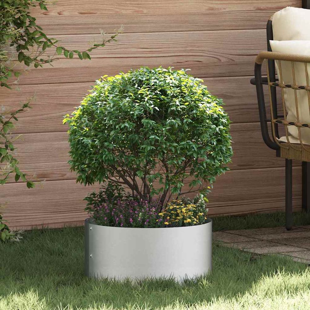 Lot de 5 cercles de plantation acier galvanisé pour massif de fleurs ø 40x20 cm argenté