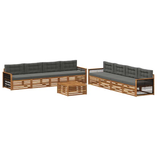 Ensemble de canapés d'extérieur 9 pc naturel et anthracite