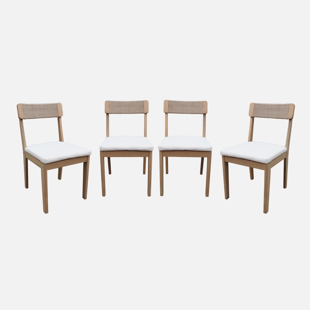 Lot de 4 chaises de jardin acacia et cordage - anaki