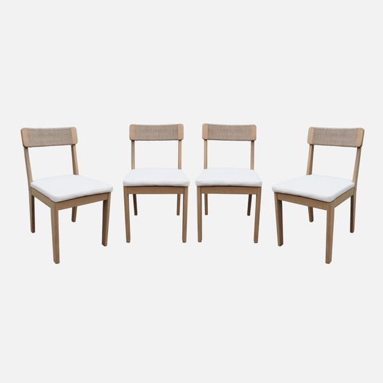 Lot de 4 chaises de jardin acacia et cordage - anaki