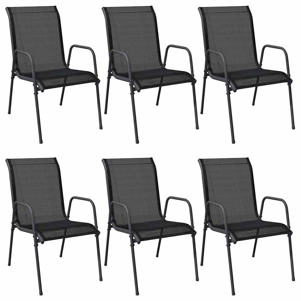 Chaises de jardin lot de 6 acier et textilène noir