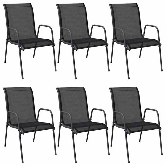 Chaises de jardin lot de 6 acier et textilène noir