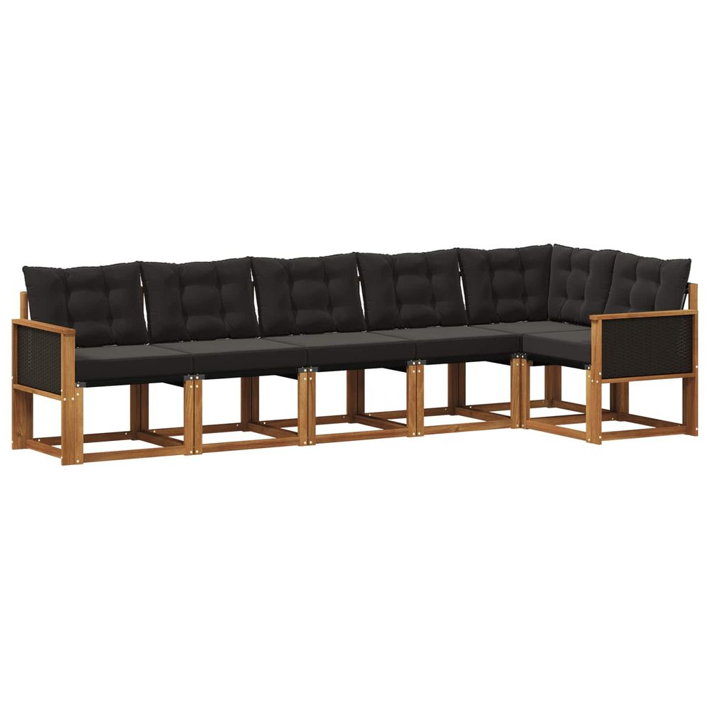 Ensemble de canapés d'extérieur 6 pc naturel et noir