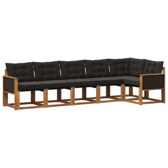 Ensemble de canapés d'extérieur 6 pc naturel et noir