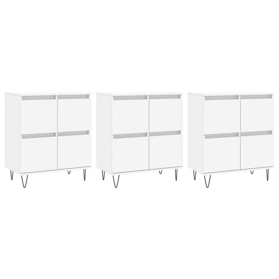 Buffet bahut commode armoire meuble de rangement organisateur cuisine salle de séjour salons 3 pcs bois d'ingénierie blanc 02