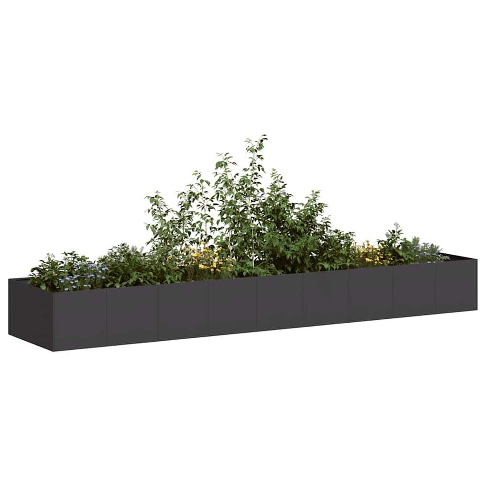Potager surélevé géant acier pour jardin potager noir 360x80x40 cm