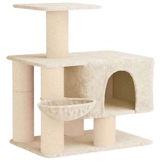 Arbre à chat avec poteaux à griffer en sisal crème 96 cm