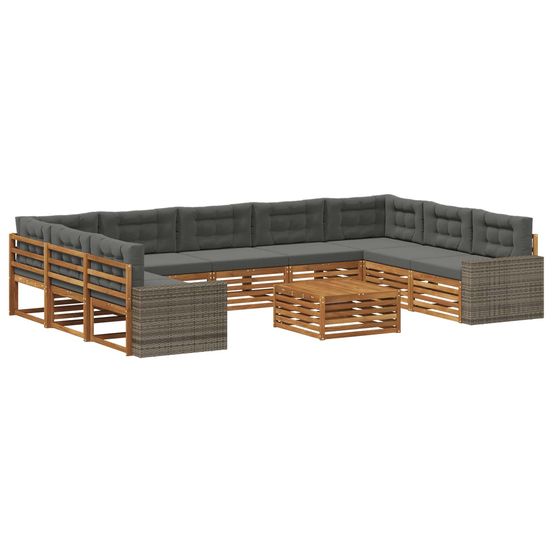 Ensemble de canapés d'extérieur 10 pc naturel et anthracite