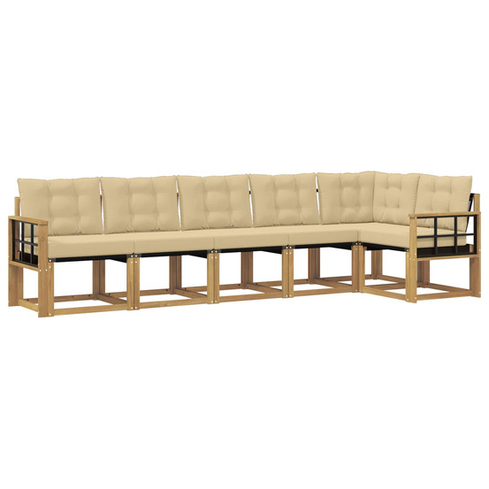 Ensemble de canapés d'extérieur 6 pcs blanc et beige