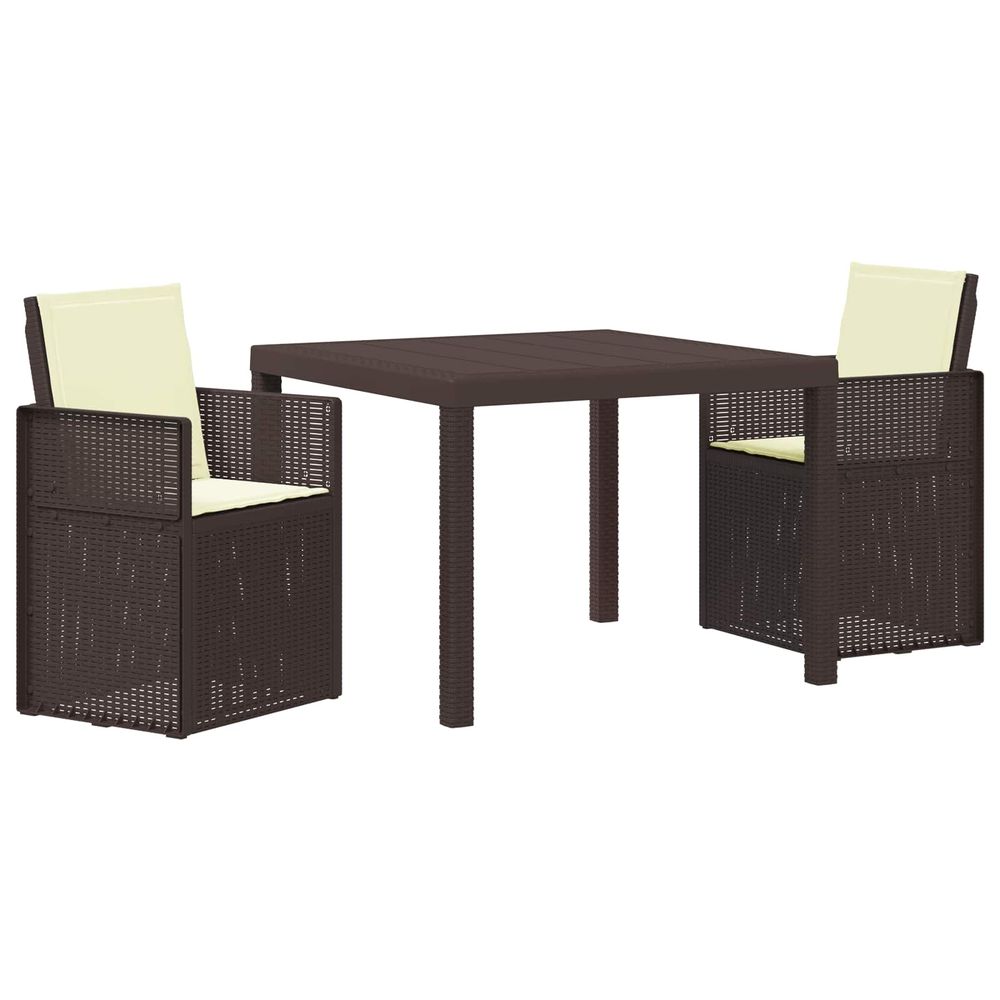 Ensemble de salle à manger pour jardin 3 pc marron et crème pp