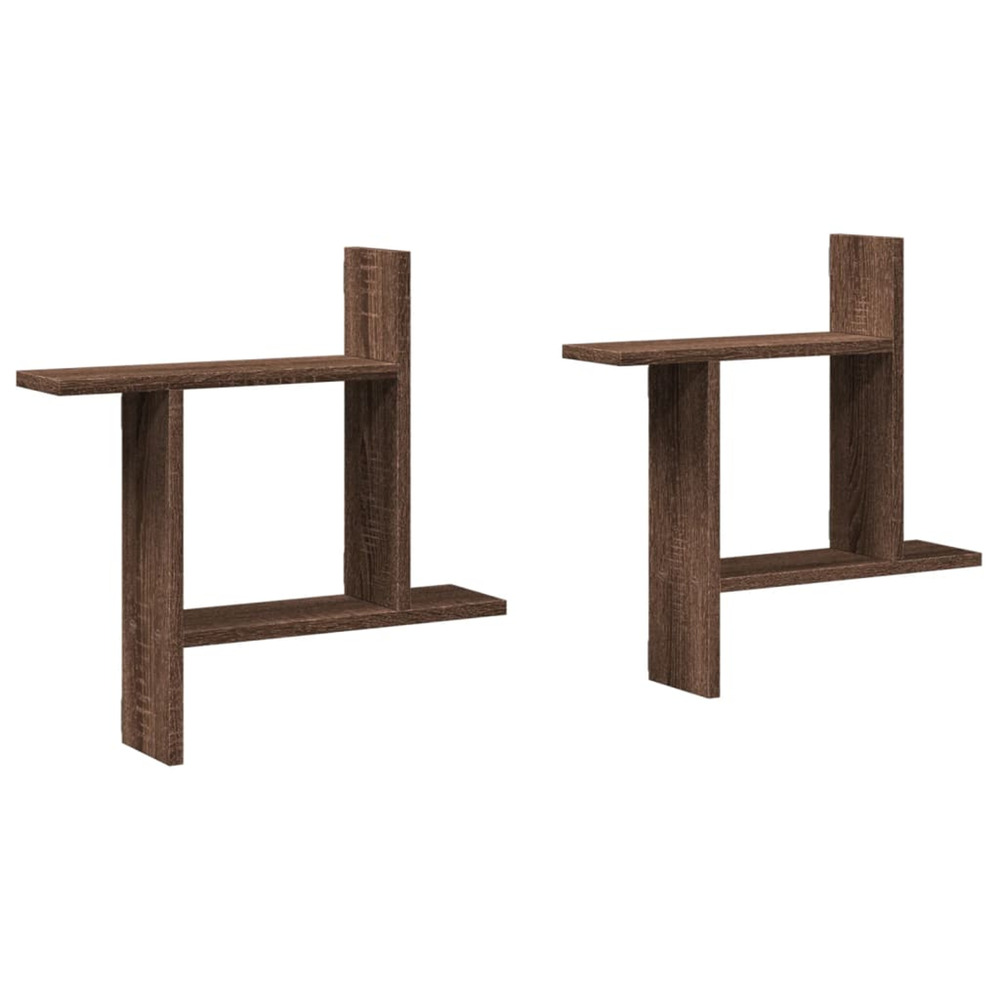 Étagères murales 2pcs chêne marron 50x12x50cm bois d'ingénierie