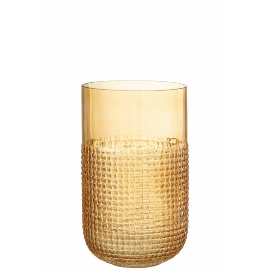 Vase en verre orange avec motif l15xl15xh25cm