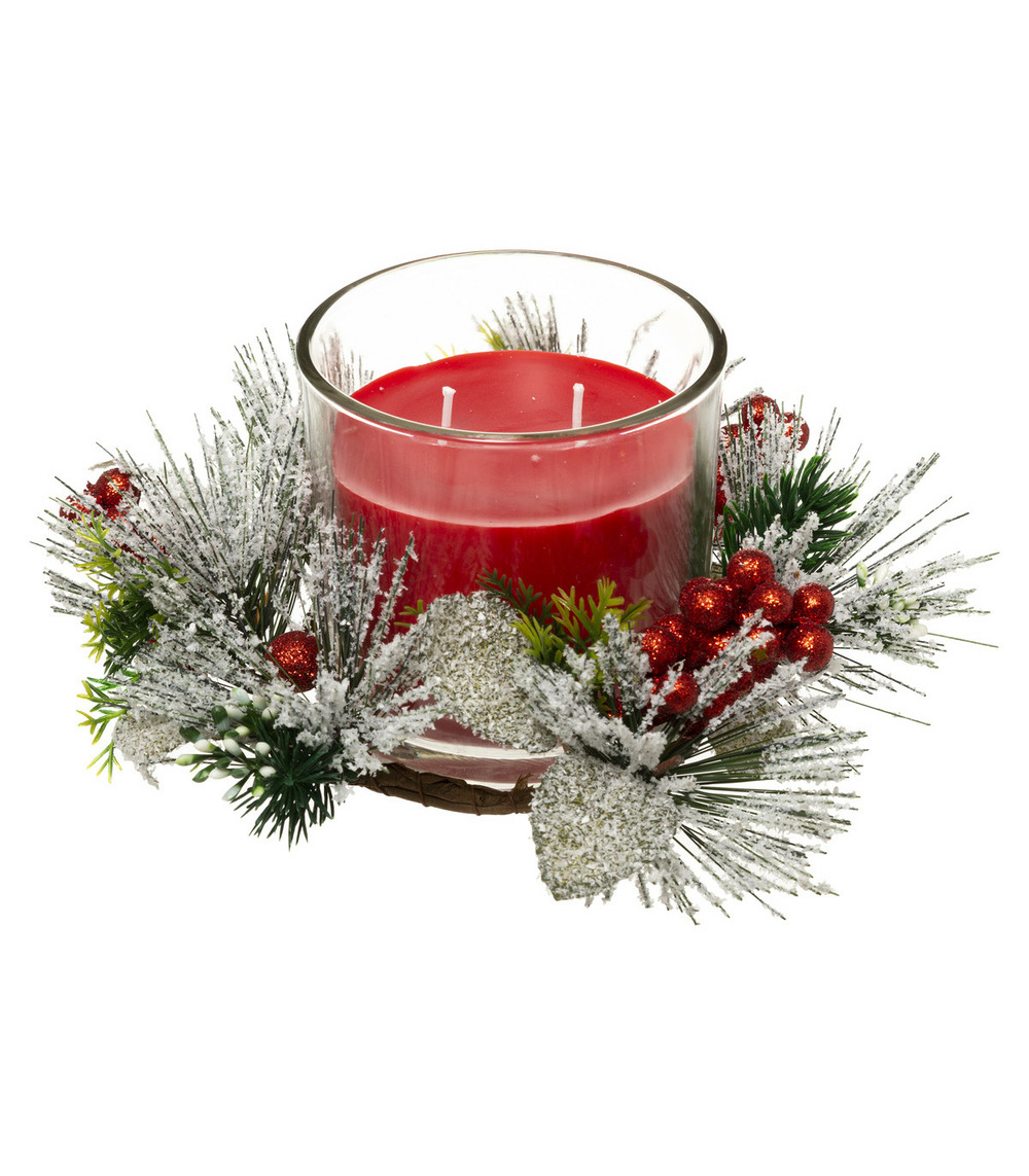 Centre de table bougie parfumée avec déco de noël 210 g