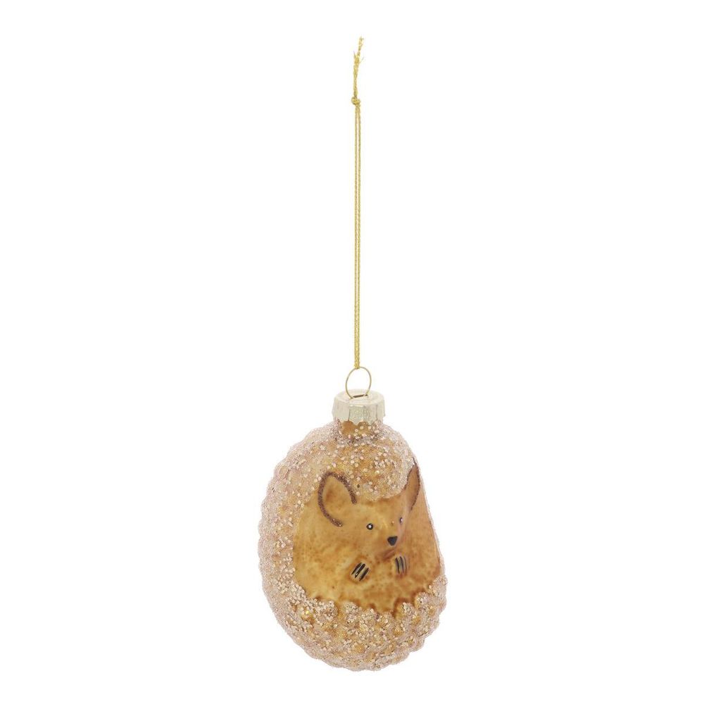 Suspension de sapin hérisson en verre doré 8 cm