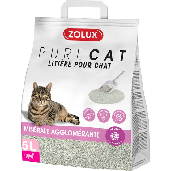 Litière agglomérante parfum floral purecat 5 litres