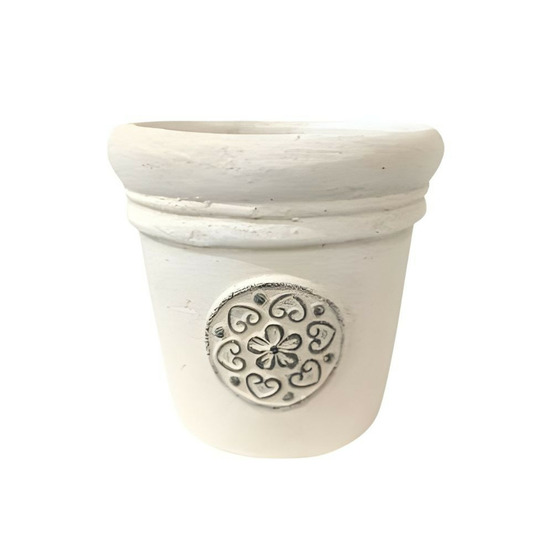 Cache-pot rond en ciment vieilli beige ø20 x ht.20 cm