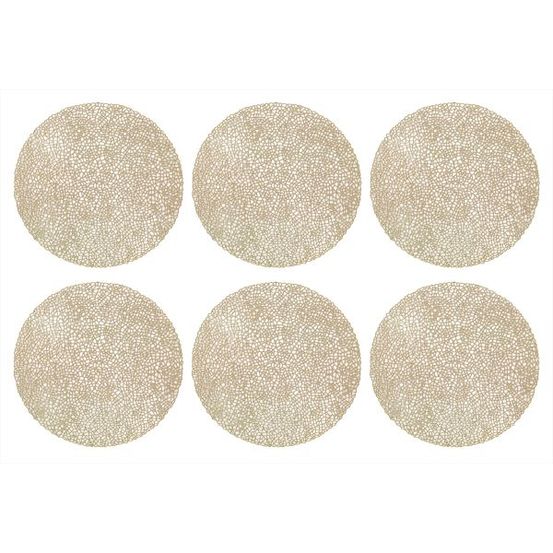 Sets de table en vinyle fête (lot de 6) doré 2