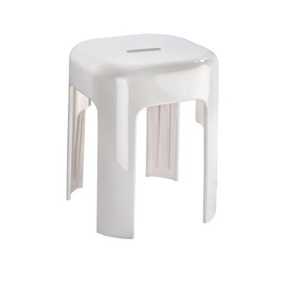 Tabouret à poser en plastique, blanc, alaska, l.35 x l.35 x h.45 cm